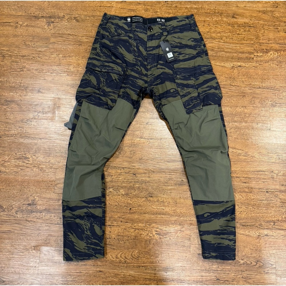G-Star Raw Green Tiger Stripe Camo 3D Regular Tapered Cargo 2.0‎ Pants Men 32x32
